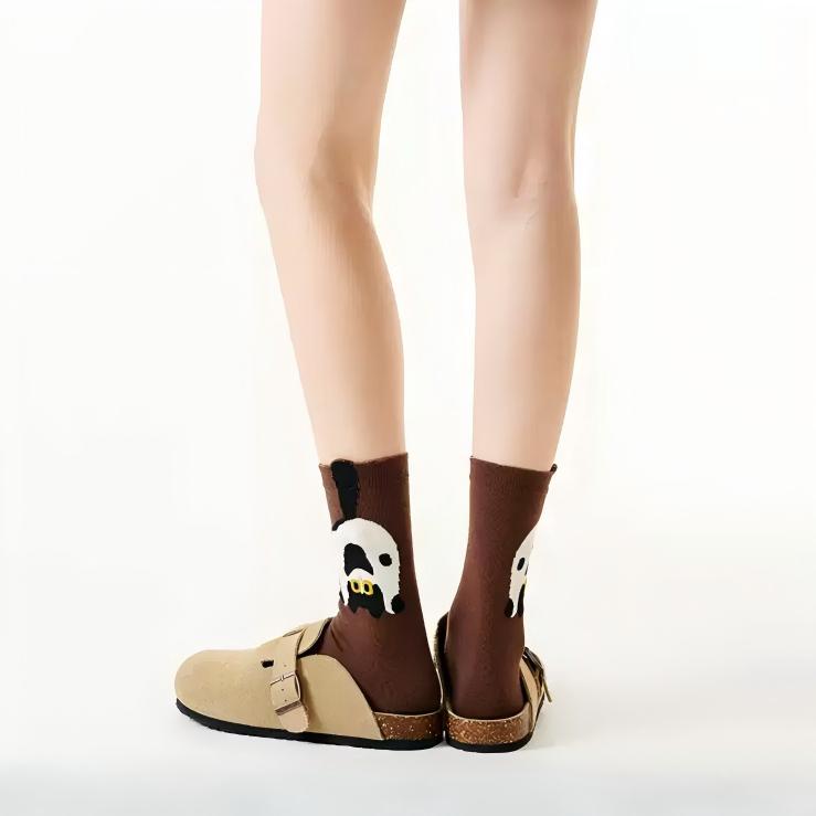 Japanese Quirky 3D Pompom Cat Cotton Crew Socks (Set of 4)