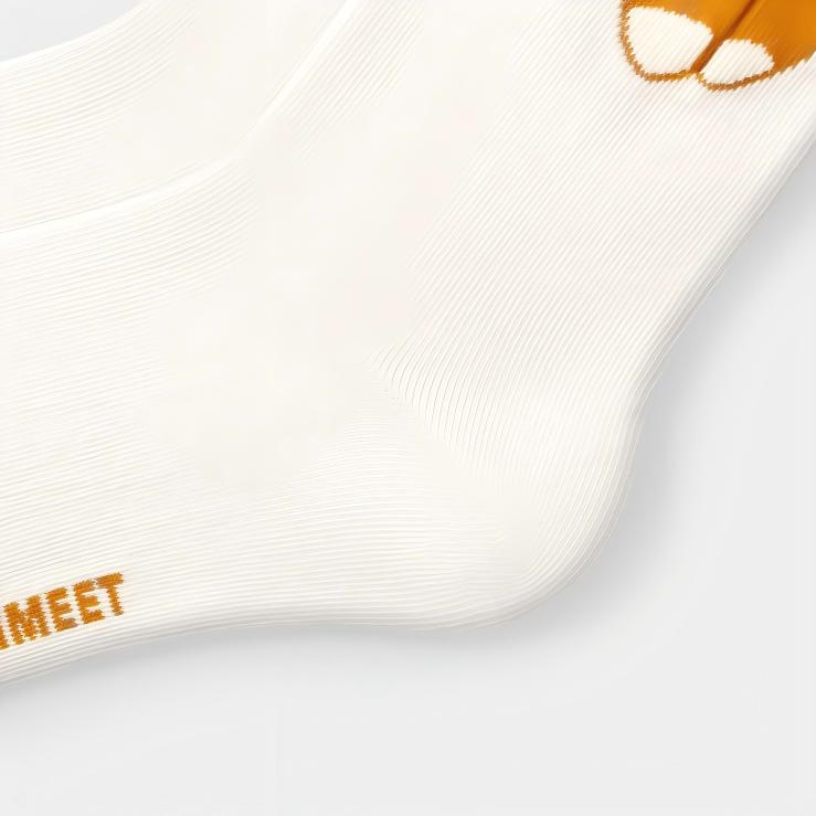 Japanese Quirky 3D Pompom Cat Cotton Crew Socks (Set of 4)