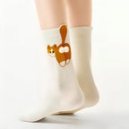 Japanese Quirky 3D Pompom Cat Cotton Crew Socks (Set of 4)