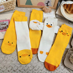 Sweet Kawaii Duck 3D Plush Beak & Wings Crew Socks(Set of 5)