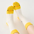 Sweet Kawaii Duck 3D Plush Beak & Wings Crew Socks(Set of 5)