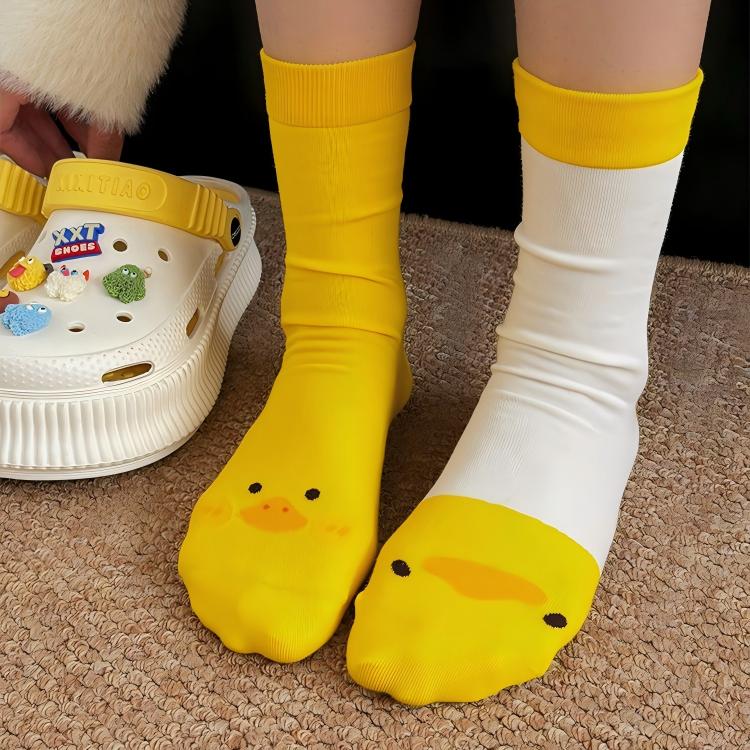 Sweet Kawaii Duck 3D Plush Beak & Wings Crew Socks(Set of 5)