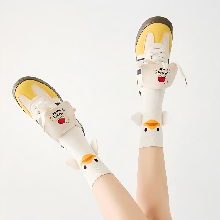Sweet Kawaii Duck 3D Plush Beak & Wings Crew Socks(Set of 5)