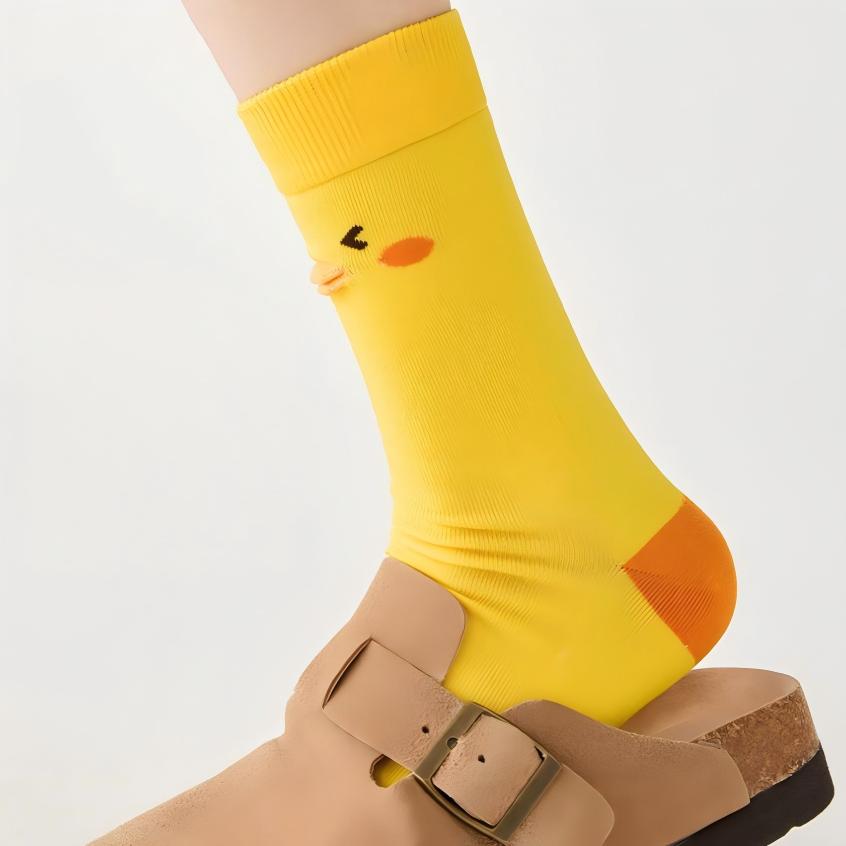 Sweet Kawaii Duck 3D Plush Beak & Wings Crew Socks(Set of 5)