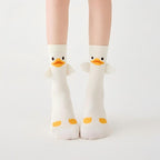 Sweet Kawaii Duck 3D Plush Beak & Wings Crew Socks(Set of 5)