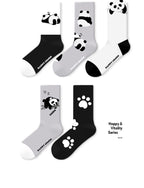 Japanese Playful Panda Cotton Crew Socks (Set of 5)