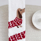 Fuzzy Sweater Dachshund Coral Fleece Socks