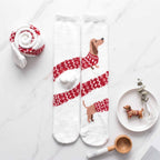 Fuzzy Sweater Dachshund Coral Fleece Socks