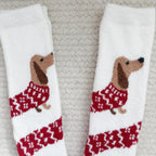 Fuzzy Sweater Dachshund Coral Fleece Socks