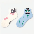 Kawaii 3D Popping Ears Animal Cotton Short Crew Socks (Set of 5)