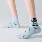 Kawaii 3D Popping Ears Animal Cotton Short Crew Socks (Set of 5)