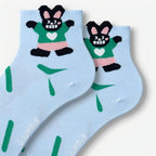 Kawaii 3D Popping Ears Animal Cotton Short Crew Socks (Set of 5)