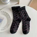 Vintage Floral Organza Frill Crew Socks (Set of 5)