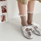Vintage Floral Organza Frill Crew Socks (Set of 5)