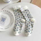 Vintage Floral Organza Frill Crew Socks (Set of 5)