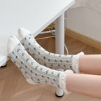Vintage Floral Organza Frill Crew Socks (Set of 5)