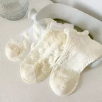 Minimalist Ivory Crystal Silk Ankle Socks - 10-Pair Milk White Gift Set