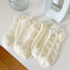 Minimalist Ivory Crystal Silk Ankle Socks - 10-Pair Milk White Gift Set