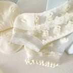 Minimalist Ivory Crystal Silk Ankle Socks - 10-Pair Milk White Gift Set