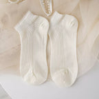 Minimalist Ivory Crystal Silk Ankle Socks - 10-Pair Milk White Gift Set