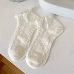 Minimalist Ivory Crystal Silk Ankle Socks - 10-Pair Milk White Gift Set