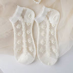 Minimalist Ivory Crystal Silk Ankle Socks - 10-Pair Milk White Gift Set