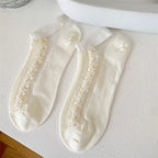 Minimalist Ivory Crystal Silk Ankle Socks - 10-Pair Milk White Gift Set