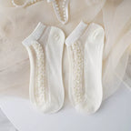 Minimalist Ivory Crystal Silk Ankle Socks - 10-Pair Milk White Gift Set