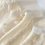 Minimalist Ivory Crystal Silk Ankle Socks - 10-Pair Milk White Gift Set