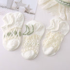 Japanese Sweet Crystal Silk No-Show Socks - 8-Pair Lace Ruffle Gift Set