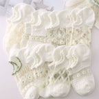 Japanese Sweet Crystal Silk No-Show Socks - 8-Pair Lace Ruffle Gift Set