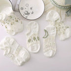 Japanese Sweet Crystal Silk No-Show Socks - 8-Pair Lace Ruffle Gift Set