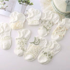 Japanese Sweet Crystal Silk No-Show Socks - 8-Pair Lace Ruffle Gift Set