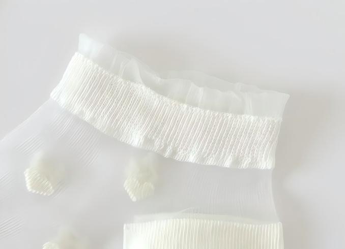 Japanese Sweet Crystal Silk Boat Socks Pack - 5-Pair Milky White Floral Gift Set