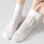 Vintage Floral Pointelle Sheer Cotton Crew Socks