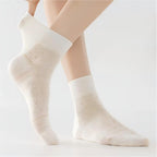 Vintage Floral Pointelle Sheer Cotton Crew Socks