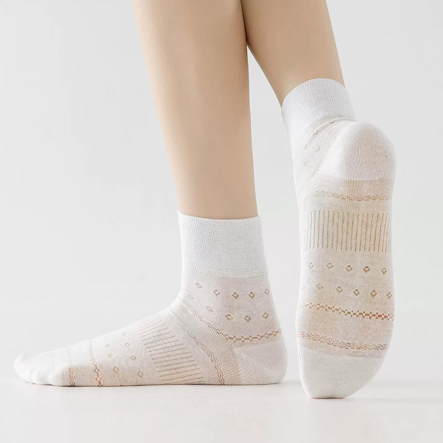 Vintage Floral Pointelle Sheer Cotton Crew Socks