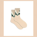 Nordic Mountain Landscape Combed Cotton Crew Socks