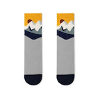 Nordic Mountain Landscape Combed Cotton Crew Socks