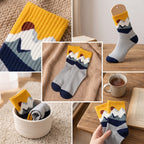 Nordic Mountain Landscape Combed Cotton Crew Socks