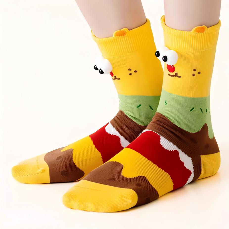 Kawaii 3D Googly Eyes Fast Food Crew Socks (Set of 5)