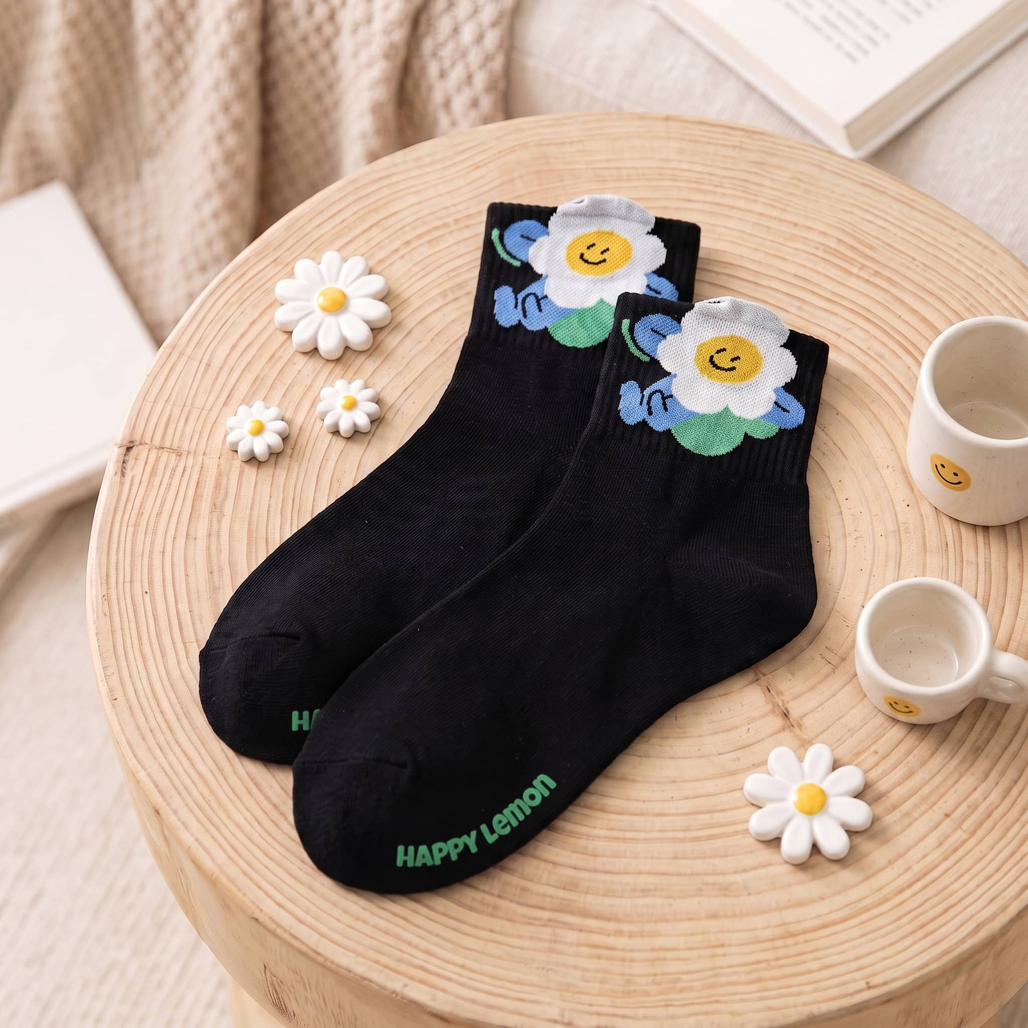 Kawaii Cheerful Mood & Fruit Cotton Crew Socks (Set of 5)