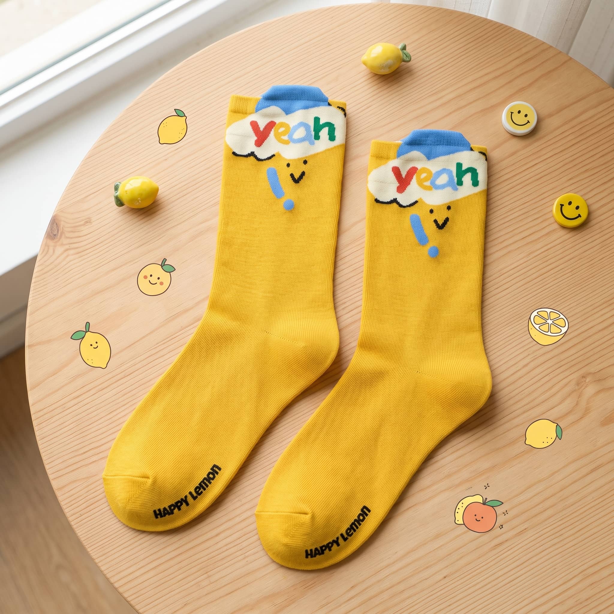 Kawaii Cheerful Mood & Fruit Cotton Crew Socks (Set of 5)