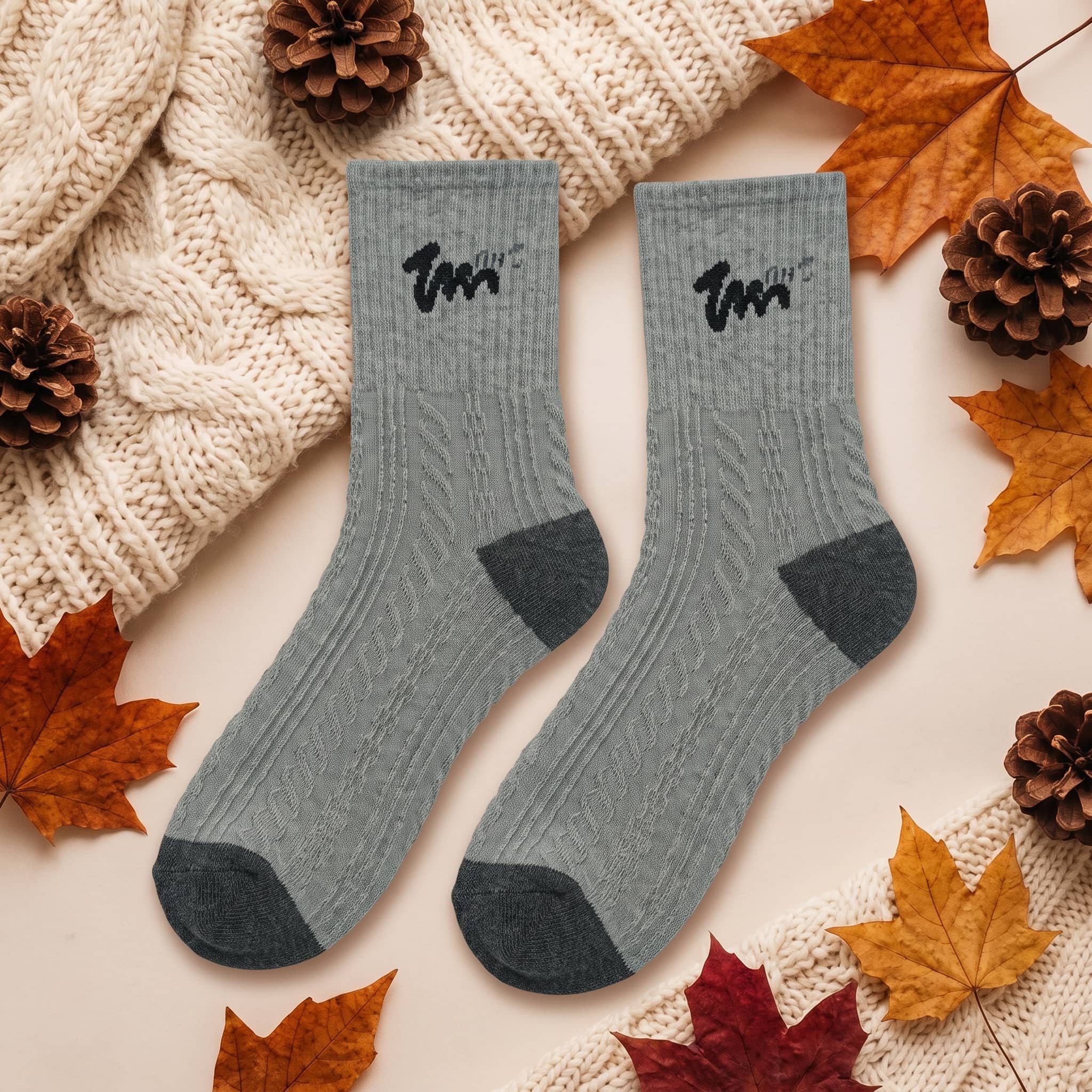 Retro Preppy Cable Knit Cotton Crew Socks (Set of 5)