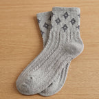Retro Preppy Cable Knit Cotton Crew Socks (Set of 5)
