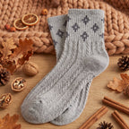 Retro Preppy Cable Knit Cotton Crew Socks (Set of 5)