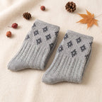 Retro Preppy Cable Knit Cotton Crew Socks (Set of 5)