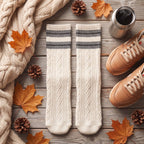 Retro Preppy Cable Knit Cotton Crew Socks (Set of 5)
