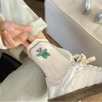 Retro Preppy Cable Knit Cotton Crew Socks (Set of 5)