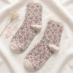 Vintage Ditsy Floral Cotton Crew Socks
